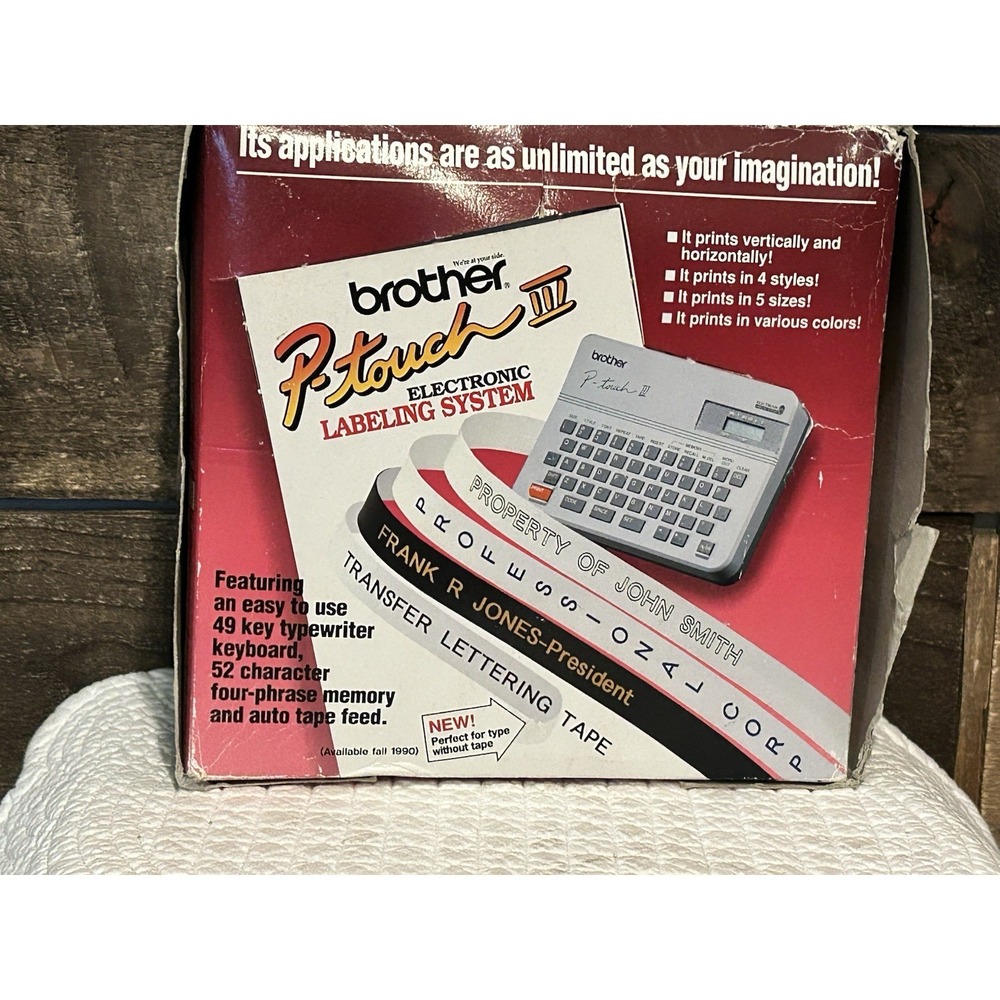 Brother P-Touch III PT-10 Electronic Label Maker System Tested In Box No‎ Cable